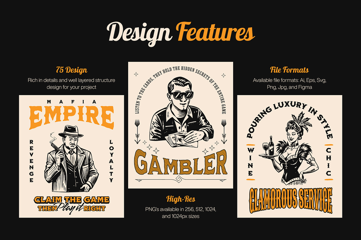Vintage Casino Vector Illustration, a Person Illustration by Creative Stall (Photo 2 of 9)
