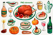 Thanksgiving Day dinner set, a Food Illustration by Ekaterina Goncharova (Thumbnail 2 of 5)