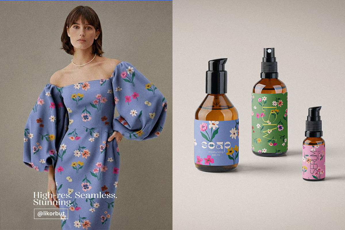 Naive Matte Gouache Floral Pattern, a Pattern Graphic by likorbut (Photo 3 of 14)