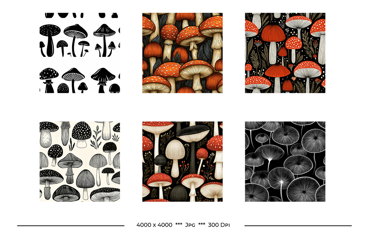 Mushroom Retro Art Patterns, a Pattern Graphic by karenfoleyphoto (Photo 6 of 13)