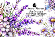 Spring Flowers Sublimation Clipart, an Illustration by DreamArtGraphic (Thumbnail 1 of 8)