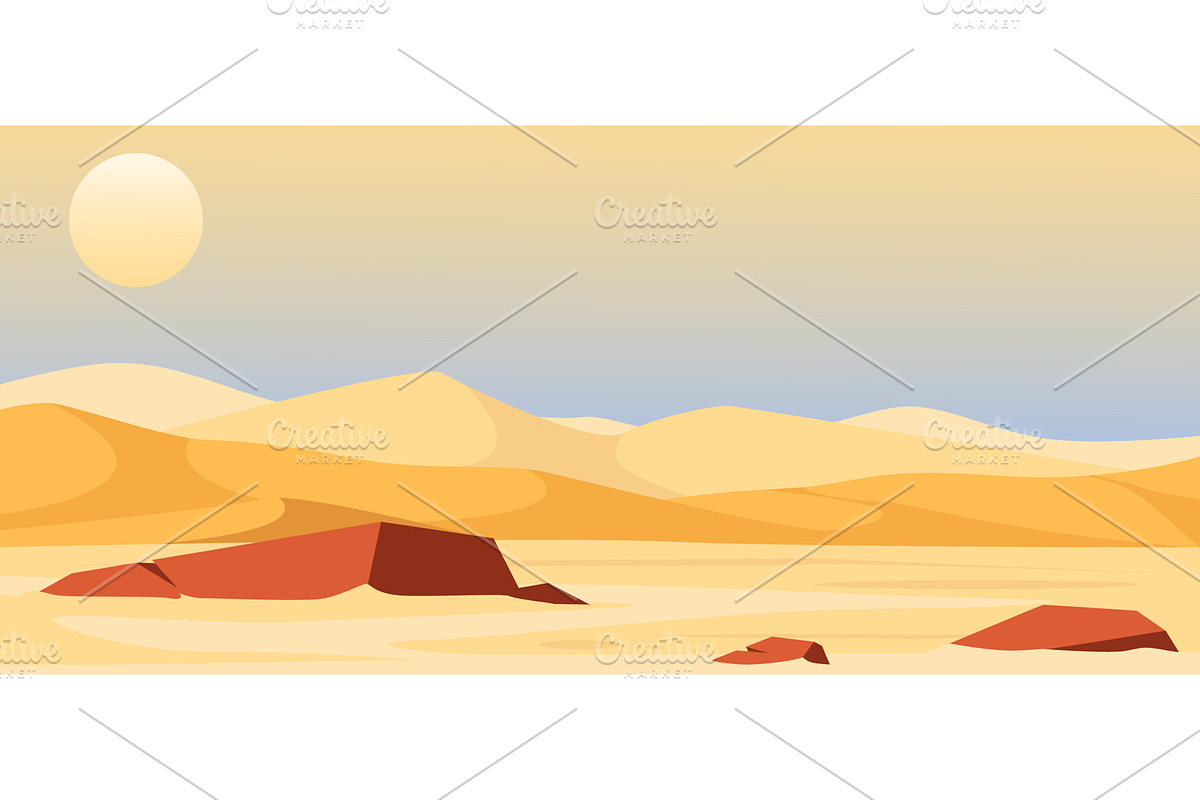 Beautiful desert landscape with sand, an Illustration by Vectorbuum