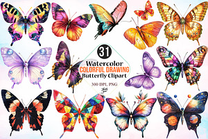 Colorful Drawing Butterfly Clipart, an Animal Illustration by Canvas Craft