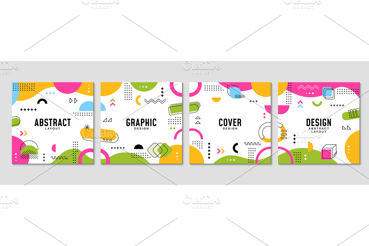 Memphis square cover layout, a Decorative Illustration by Buch&Bee