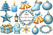 Gold and Blue Christmas Clipart, an Illustration by CrexoraLab (Thumbnail 5 of 5)