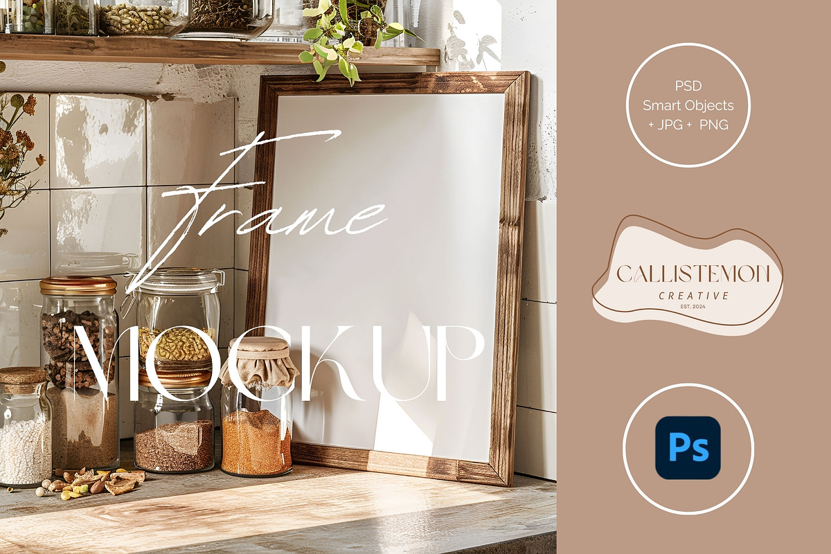 Rustic A4 Frame Mockup FR-KI-01, a Household Mockup by Callistemon Creative (Photo 1 of 8)