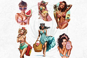 Rockabilly Summer Girls Clipart Set, a Person Illustration by ThatsDesignArt (Thumbnail 4 of 10)