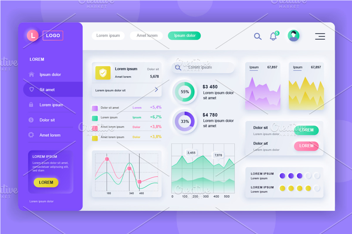 Neumorphic UI Dashboard Admin Panel, a Templates & Theme by alexdndz (Photo 12 of 21)