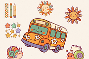 RETRO GROOVY BACK TO SCHOOL CLIPART, an Object Illustration by Daring Digies (Thumbnail 6 of 11)