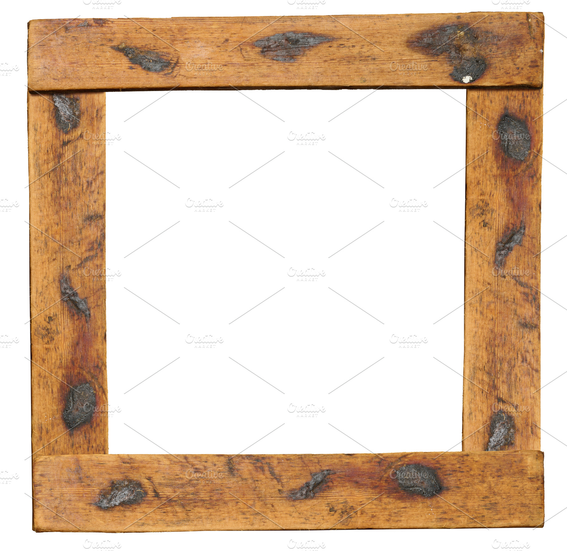 Square empty frame made of old wooden planks on isolated backgro, a Background Photo by ndanko