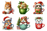 Christmas mugs watercolor clipart, an Illustration by SinaCreation (Thumbnail 5 of 7)