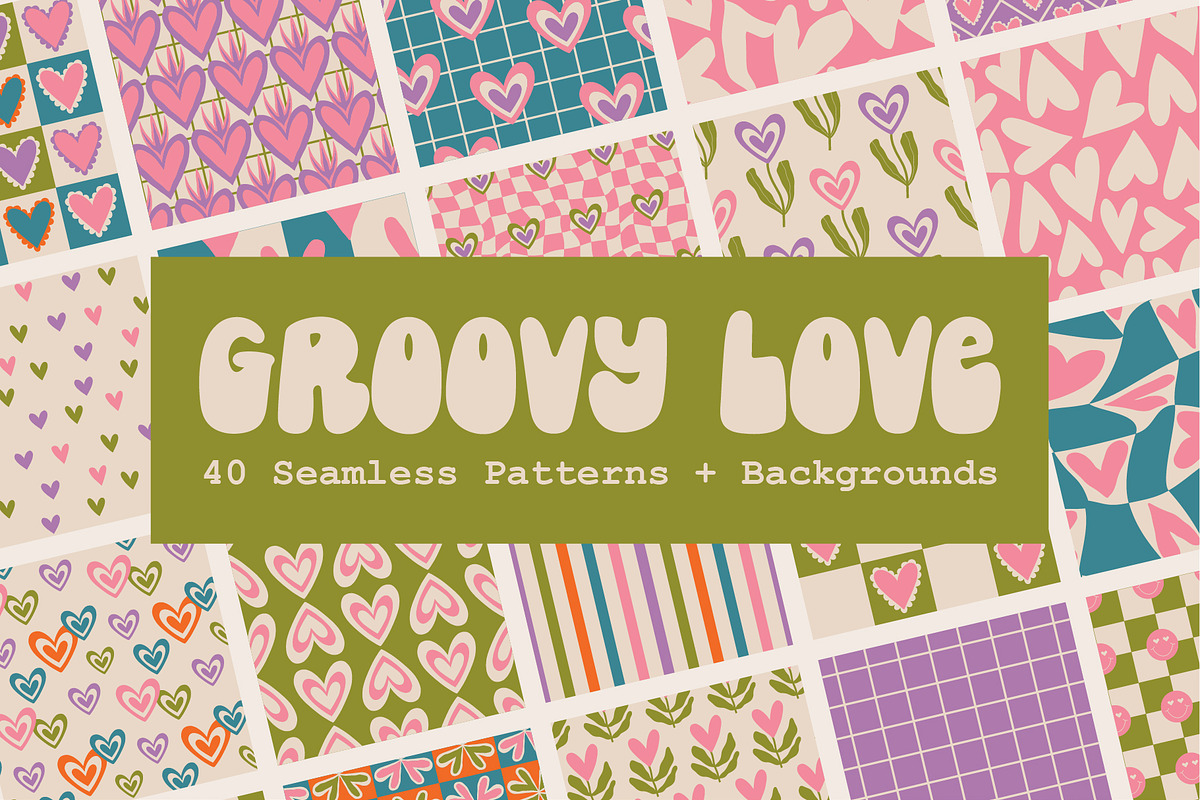 Groovy Love Seamless Patterns, a Pattern Graphic by AnnArt (Photo 8 of 8)