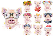 Watercolor pigs, an Animal Illustration by Watercolor fantasy (Thumbnail 6 of 10)