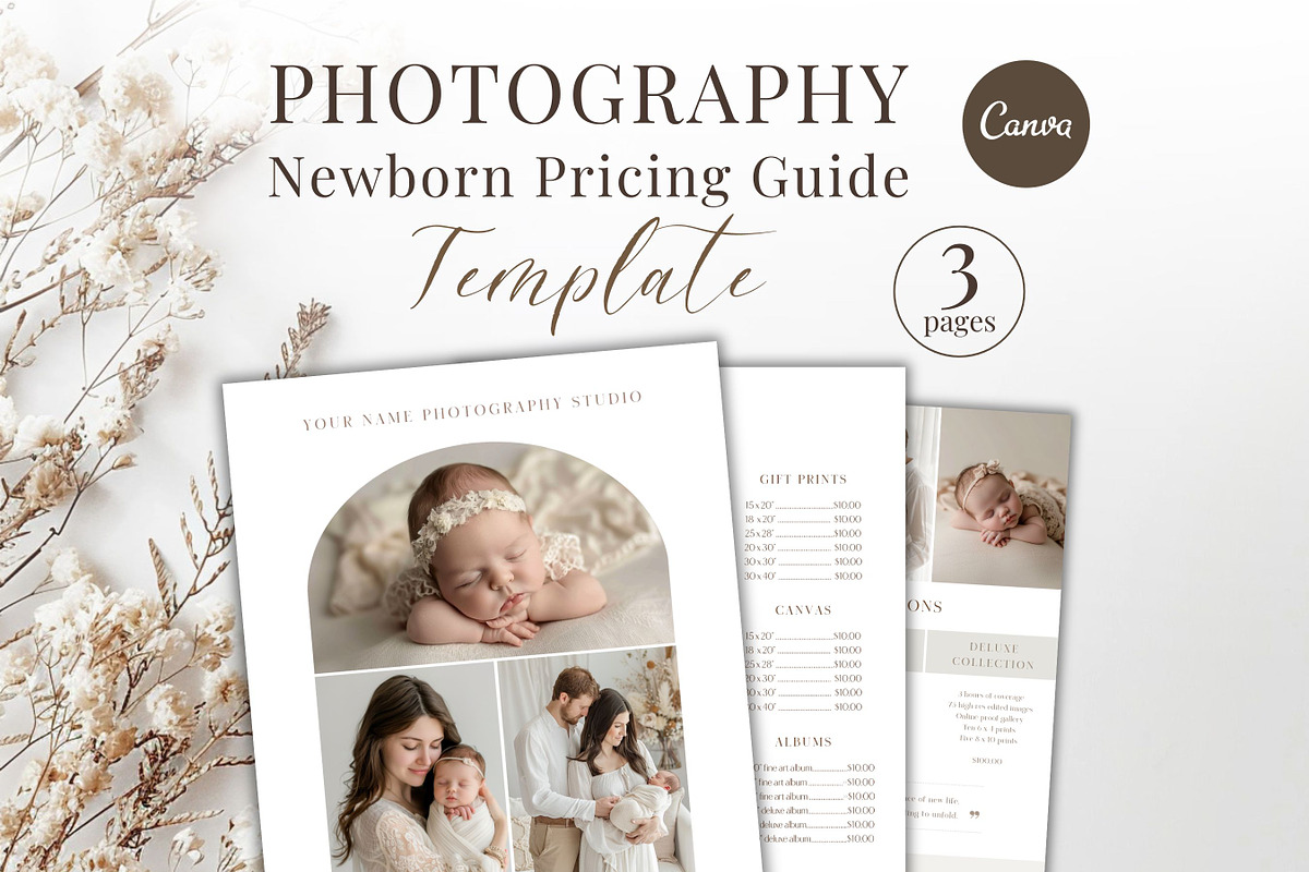 Newborn Pricing Guide for Canva, a Templates & Theme by Princess & the Pea Design (Photo 1 of 6)