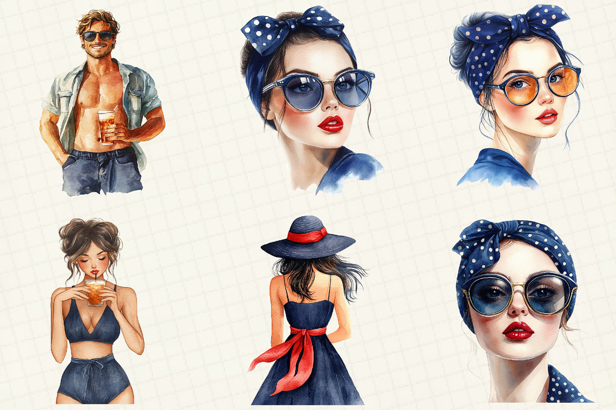 Navy Summer Outdoor Clipart, an Illustration by OK Design (Photo 4 of 5)