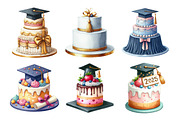 Graduation Cake Clipart Bundle, an Illustration by Daily.Designs (Thumbnail 3 of 5)