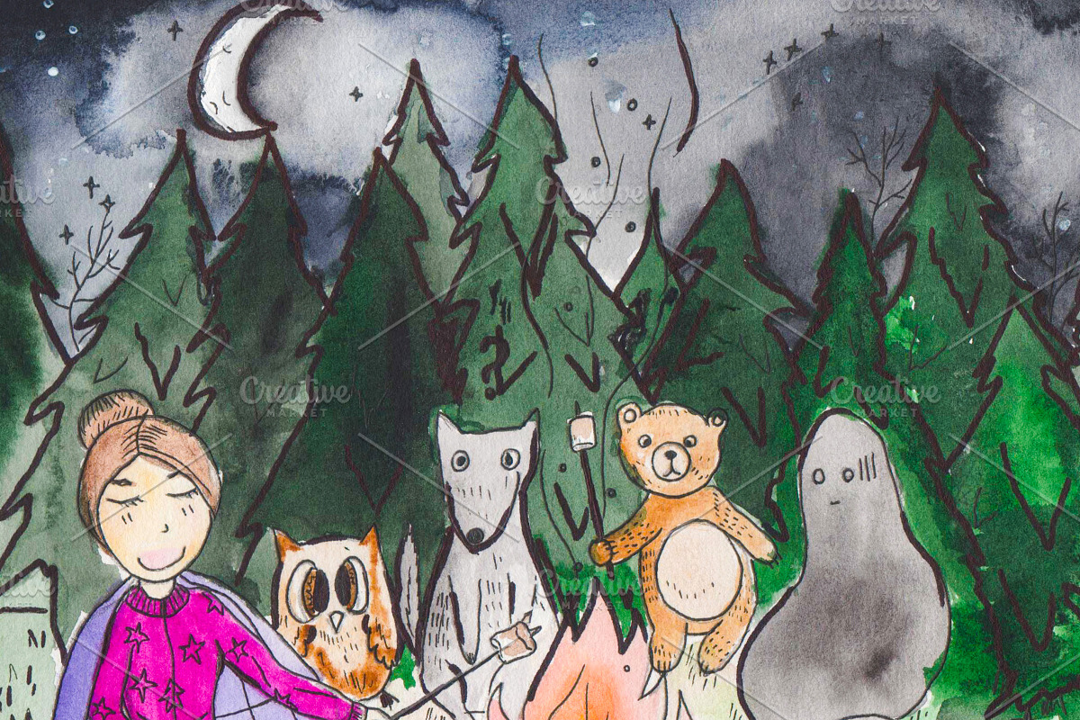 Watercolor Halloween art, an Animal Illustration by pictures for you (Photo 3 of 6)