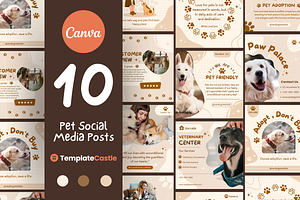 10 Editable Canva Post for Pet Care, a Social Media Template by TemplateCastleStore