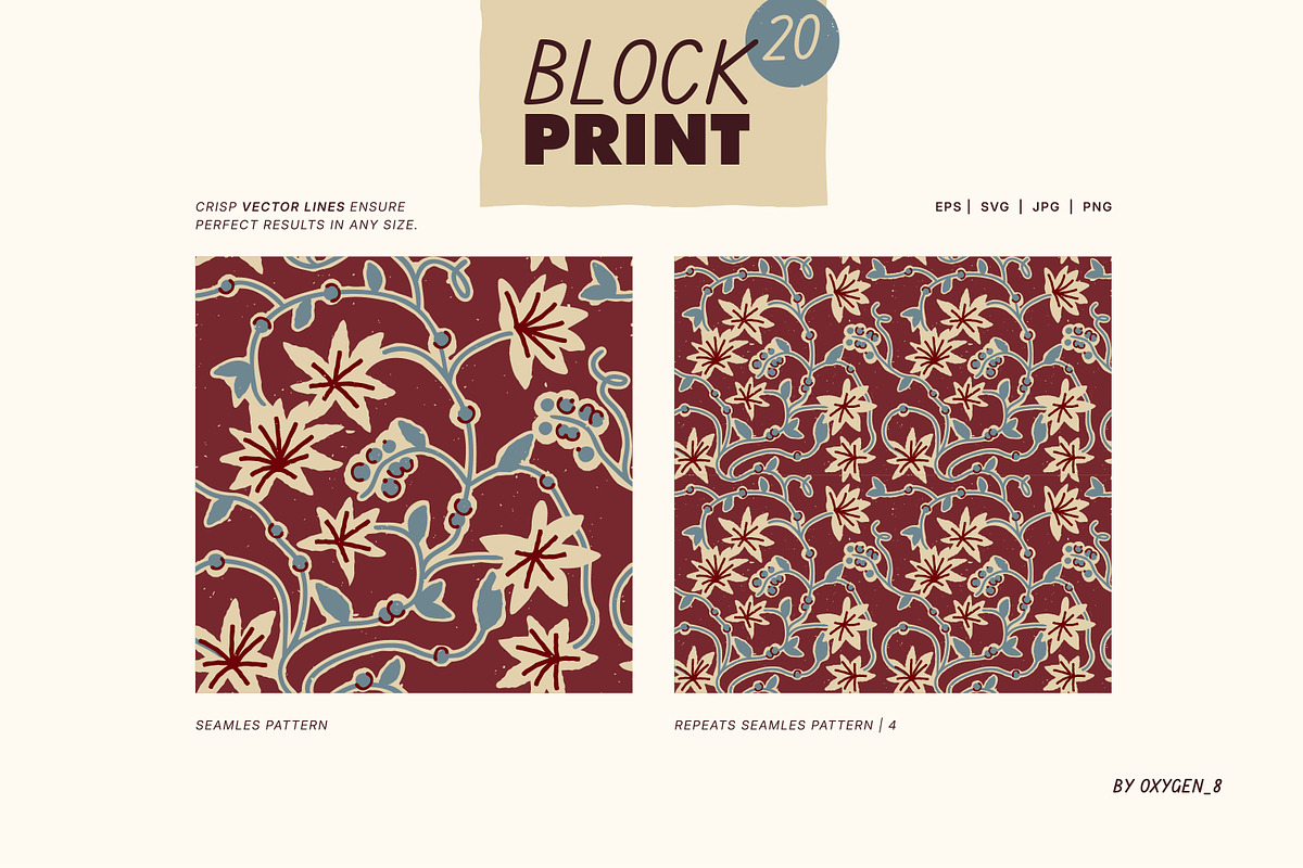 Block Print. Seamless Patterns, a Pattern Graphic by oxygen_8 (Photo 2 of 8)