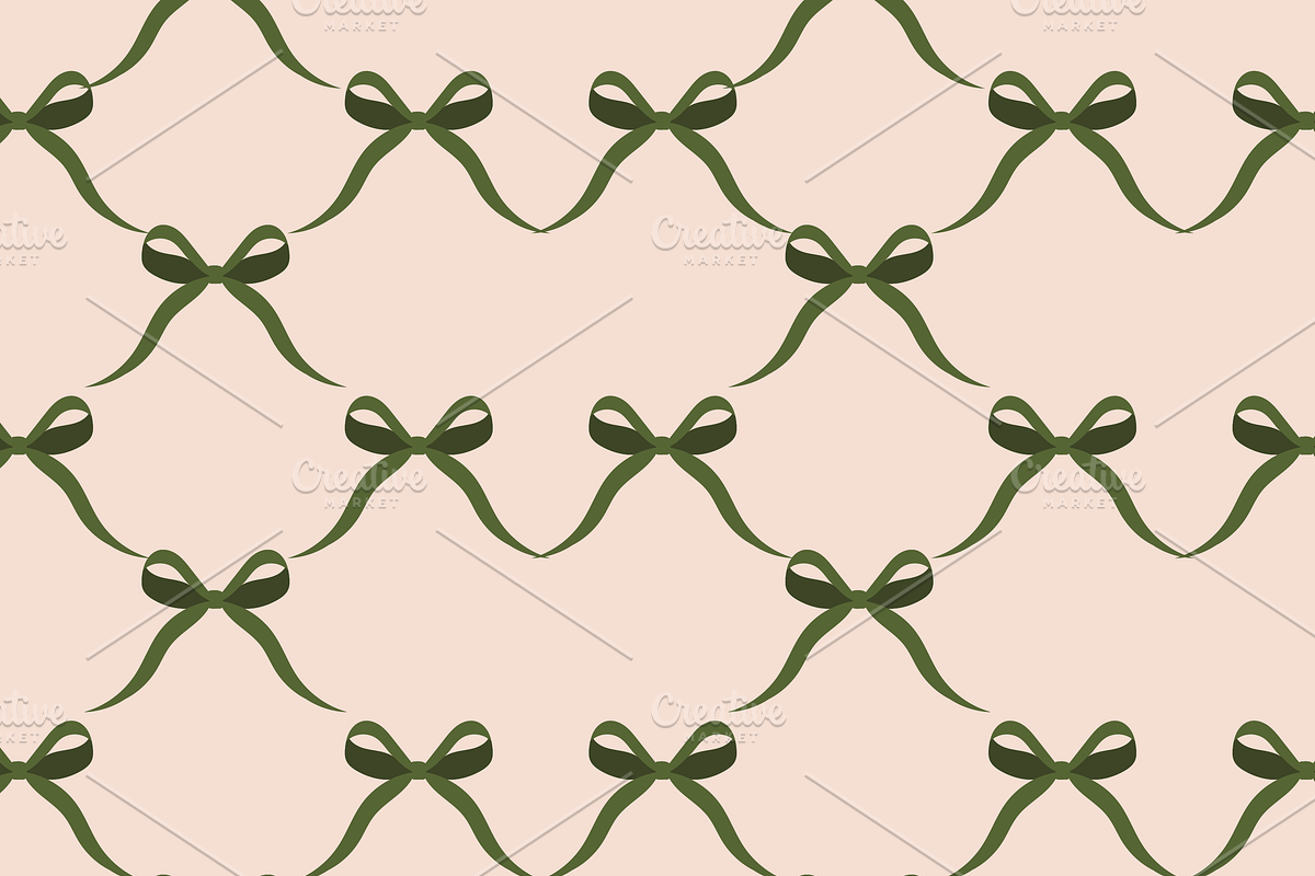 Green Bow Collection Seamless (9), a Pattern Graphic by Amy Lynn Grover (Photo 3 of 9)