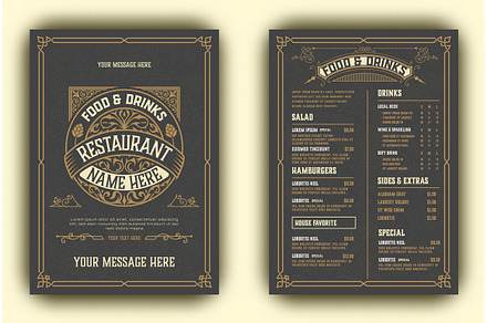 Vintage Menu with classic, a Flyer Template by OneVectorStock