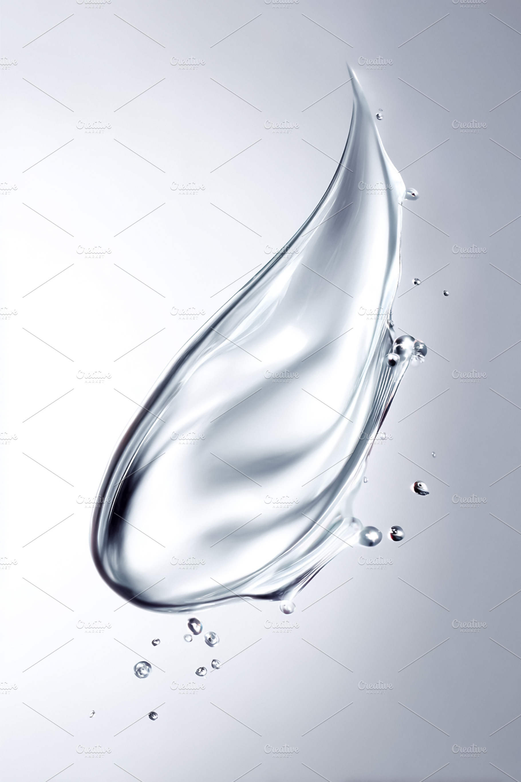 Water splash forming a graceful liquid drop, emphasizing freshne, a Photo by Studio ANNA