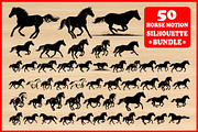 50 Horse Motion Silhouette Vector Bu, an Illustration by Designer_Momina (Thumbnail 1 of 4)