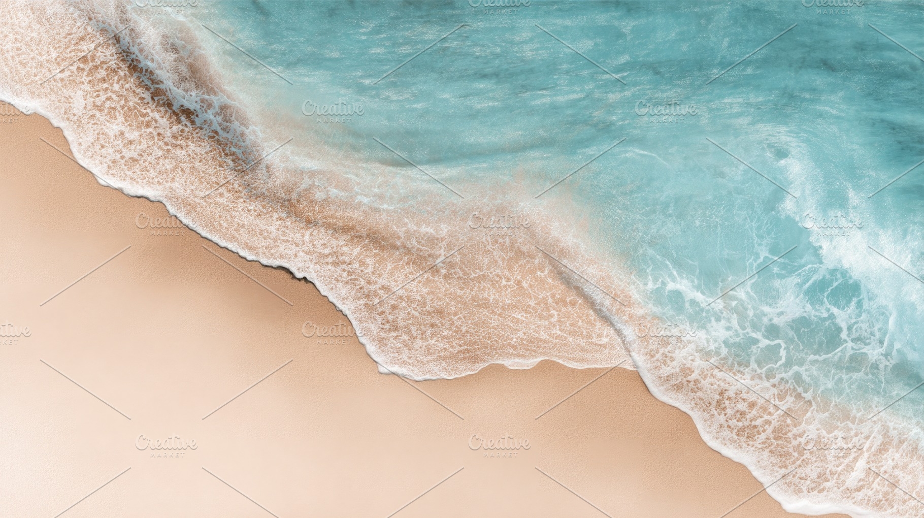 Aerial View of Turquoise Ocean Waves on Sandy Beach with Copy Sp, a Nature Photo by José Manuel Gelpi