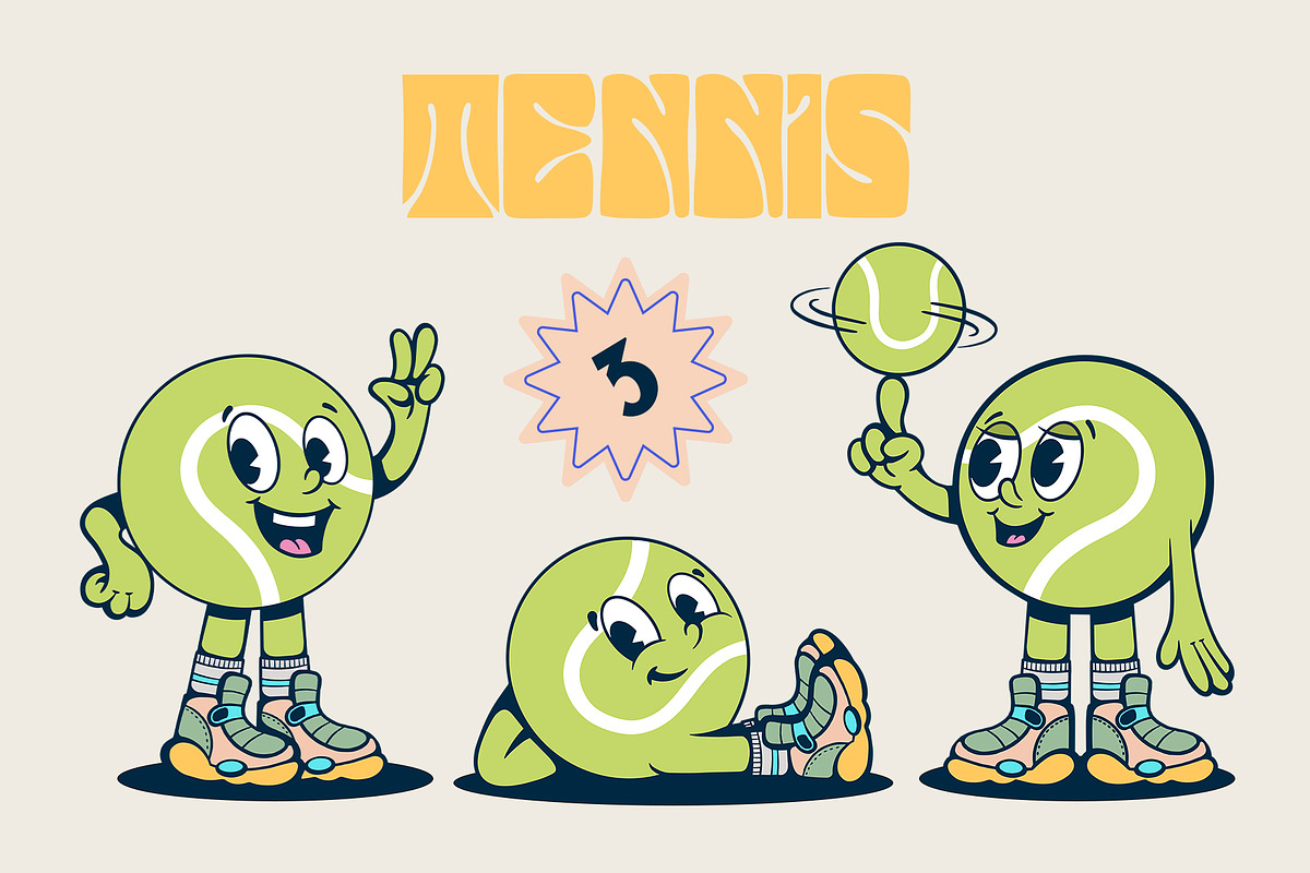 Sport Balls Retro Characters, a Sport Illustration by Alina Sh (Photo 3 of 11)