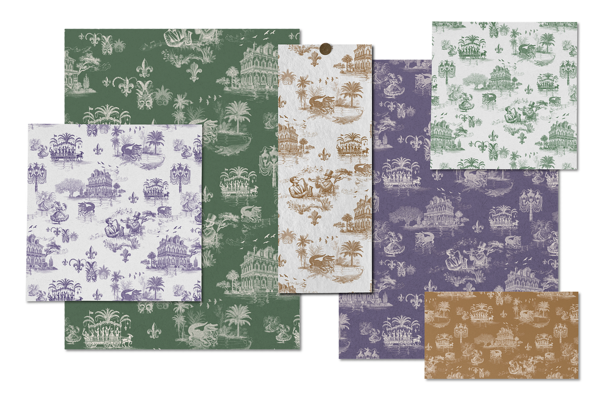 Mardi Gras Toile de Jouy Pattern, a Pattern Graphic by Hughes Studio (Photo 6 of 6)