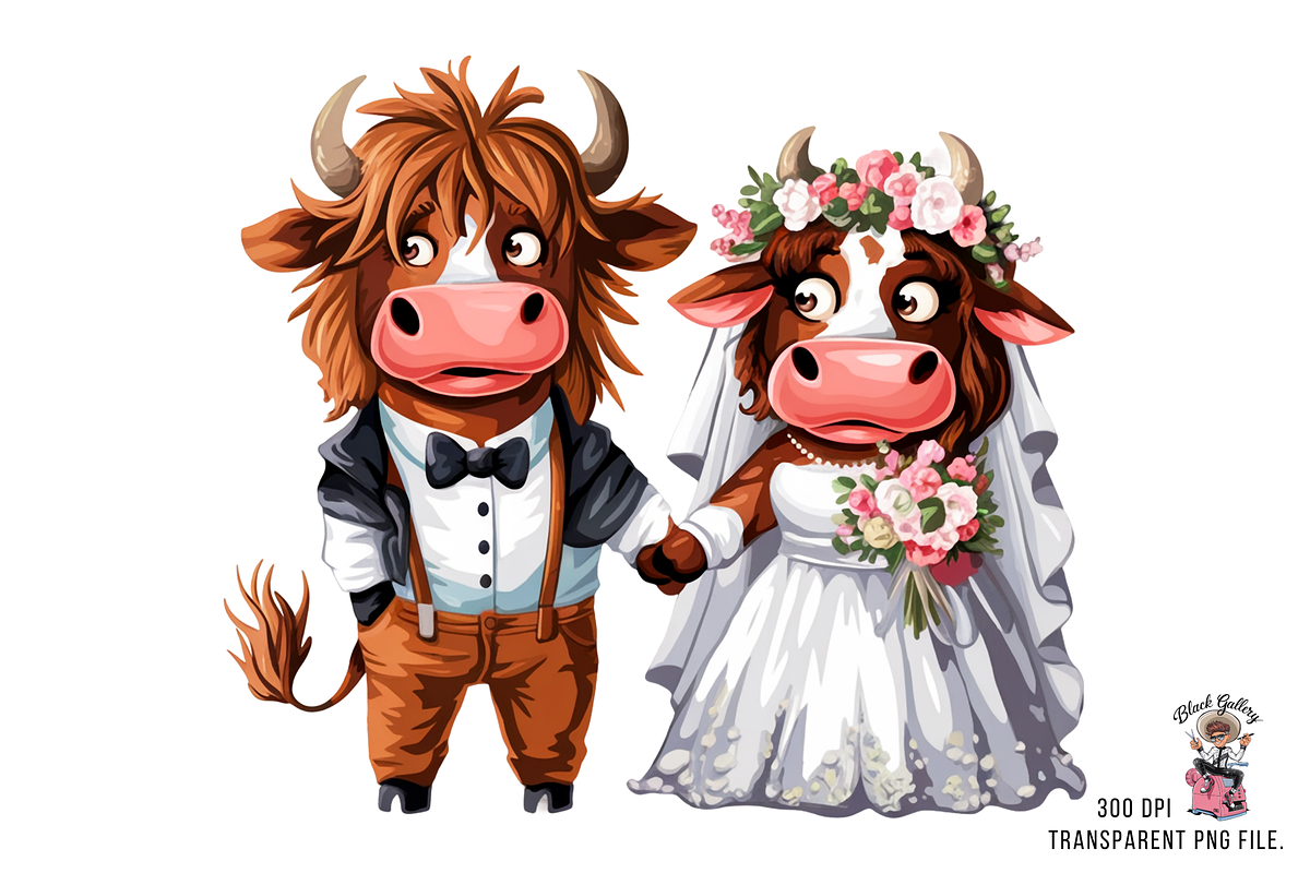 Cow Wedding Couple PNG Bundle, a Graphic by Clipart Bloom (Photo 14 of 15)