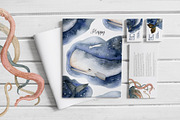 Watercolor Whales & Patterns, an Animal Illustration by annasokol_ (Thumbnail 2 of 6)