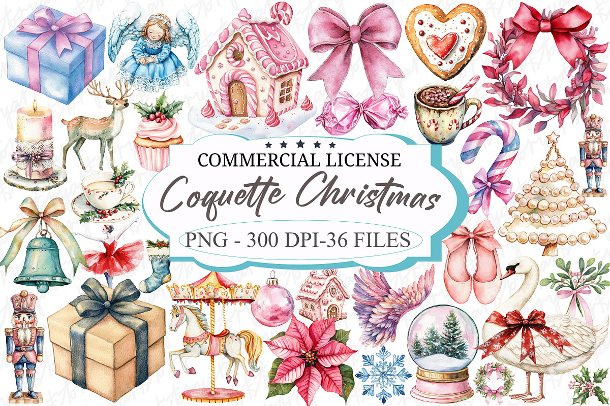 Coquette Christmas Clipart, an Illustration by designcity5 (Photo 1 of 5)