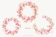 Pink Watercolor Flowers & Gold, a Decorative Illustration by Gribanessa (Thumbnail 9 of 13)