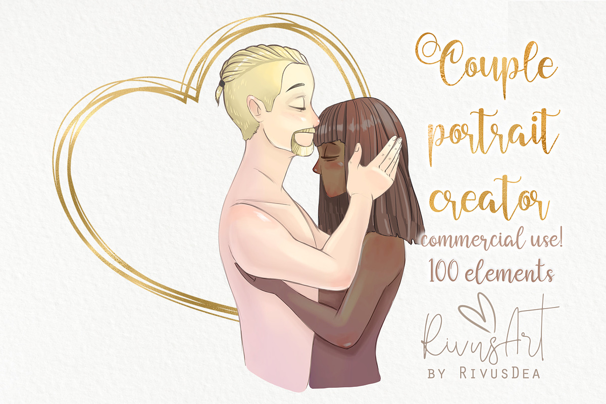 Couple portrait creator bundle, an Illustration by RivusArt (Photo 8 of 8)