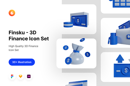 Finsku - 3D Finance Icon Sets, an Object 3D Model by Odama
