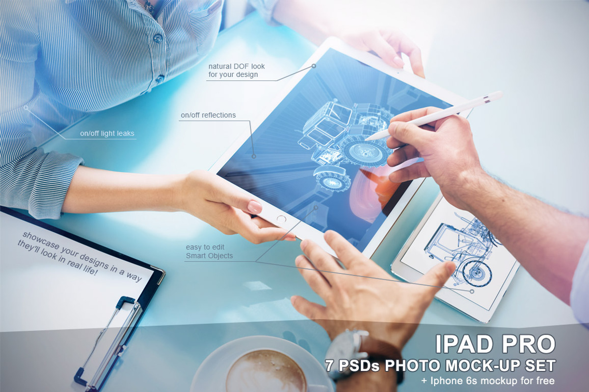 iPad Pro Photo Mockup Set - 7 PSD, an iPhone Mockup by mockupgeek (Photo 1 of 7)