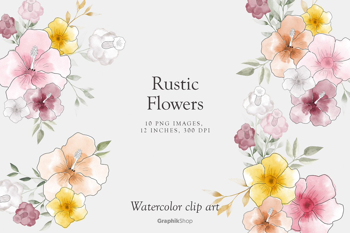 Watercolor Rustic Flowers, an Illustration by Chus Moreno Studio (Photo 2 of 6)