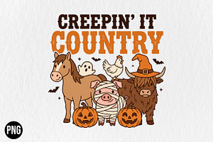 Creepin' It Country Halloween PNG, a Seasonal Illustration by CraftArtStudio