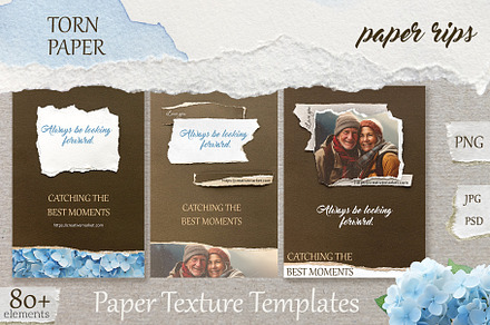 Torn paper elements. Templates