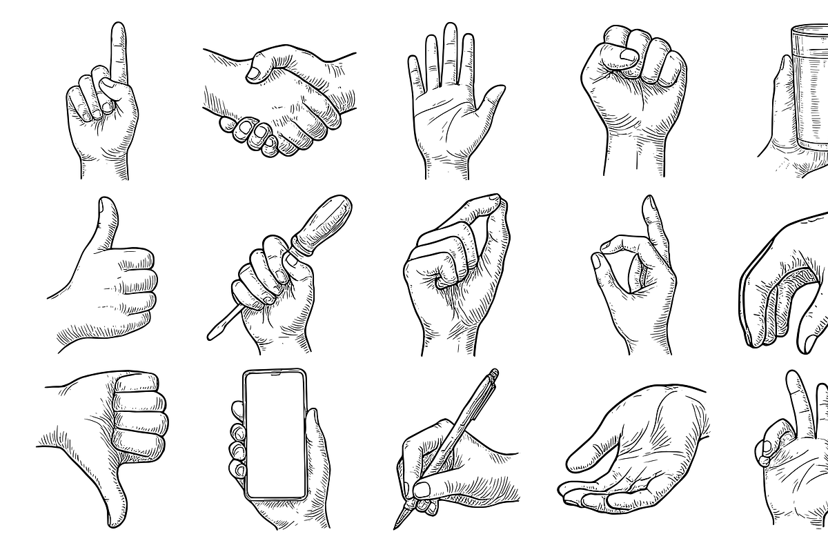 Hand Gesture Icons, an Object Graphic by nikagraphic (Photo 3 of 3)