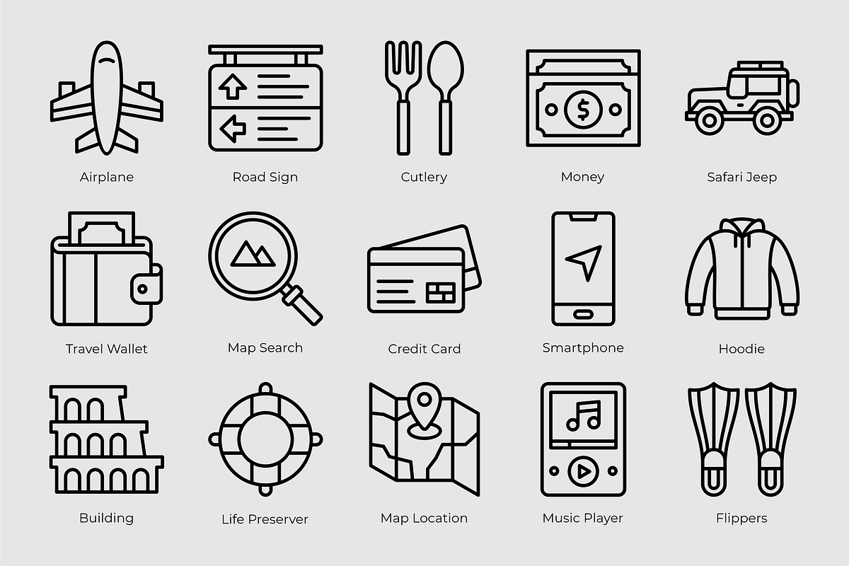 Travel Outline Icons, an Outline Icon by Tekuni (Photo 5 of 6)