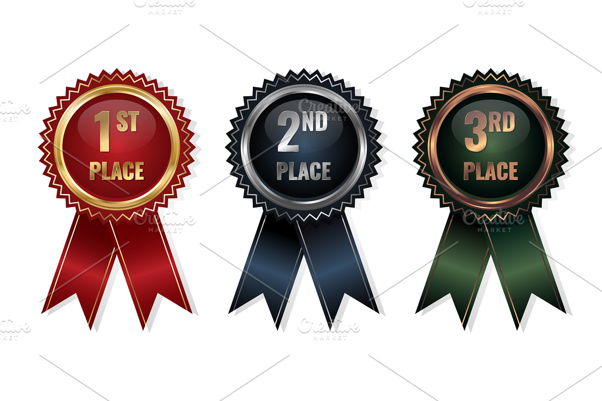 Gold Silver and Bronze Medal Badges, a Decorative Illustration by PsychocheArt (Photo 1 of 3)