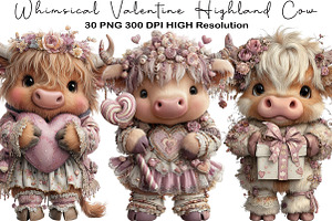 Whimsical Valentine Highland Cow, an Illustration by Black Bird Studio
