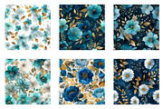 Blue and Gold Floral Pattern, a Pattern Graphic by CreationArt (Thumbnail 2 of 5)