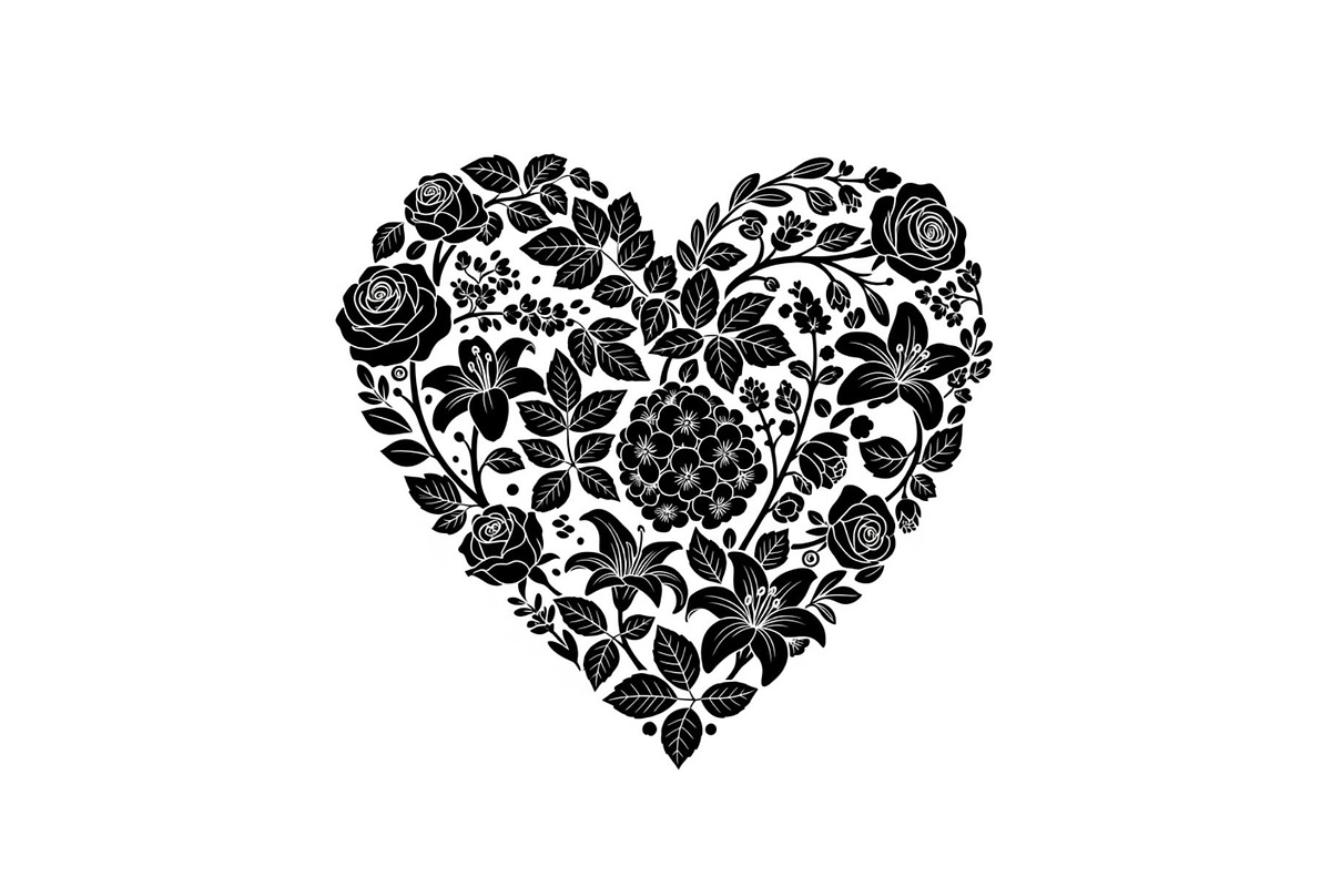 Floral Heart Silhouette Bundle, an Illustration by Designs_River (Photo 9 of 31)
