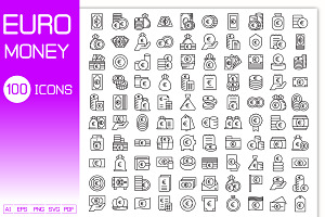 Euro Money Icons Set, an Outline Icon by Designfour