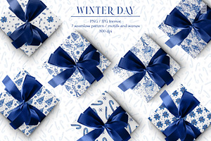 Winter Day Seamless Patterns Clipart