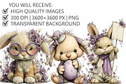 Whimsical Bunny Clipart, an Illustration by Pixels.Craft (Thumbnail 2 of 5)