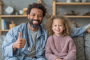 Happy doctor gives thumbs up with yo, an Abstract Photo by Pixeness Studio
